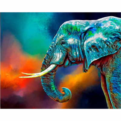 Картина по номерам Задумчивый слон Рыжий кот ХК-6879 1